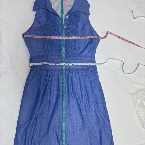 Lilly Pulitzer Essie Dress Size 10 Sleeveless, Ruffles, Blue Style 17183 EUC!!! - Picture 11 of 14